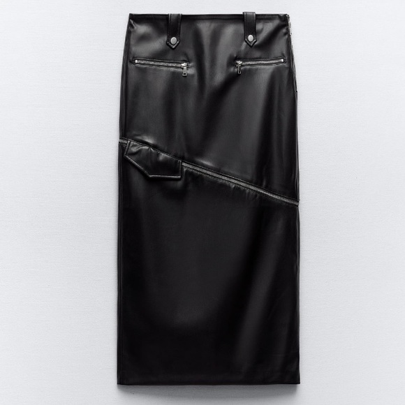 NEW! Zara 2 in 1 Faux Leather Skirt - Picture 6 of 8